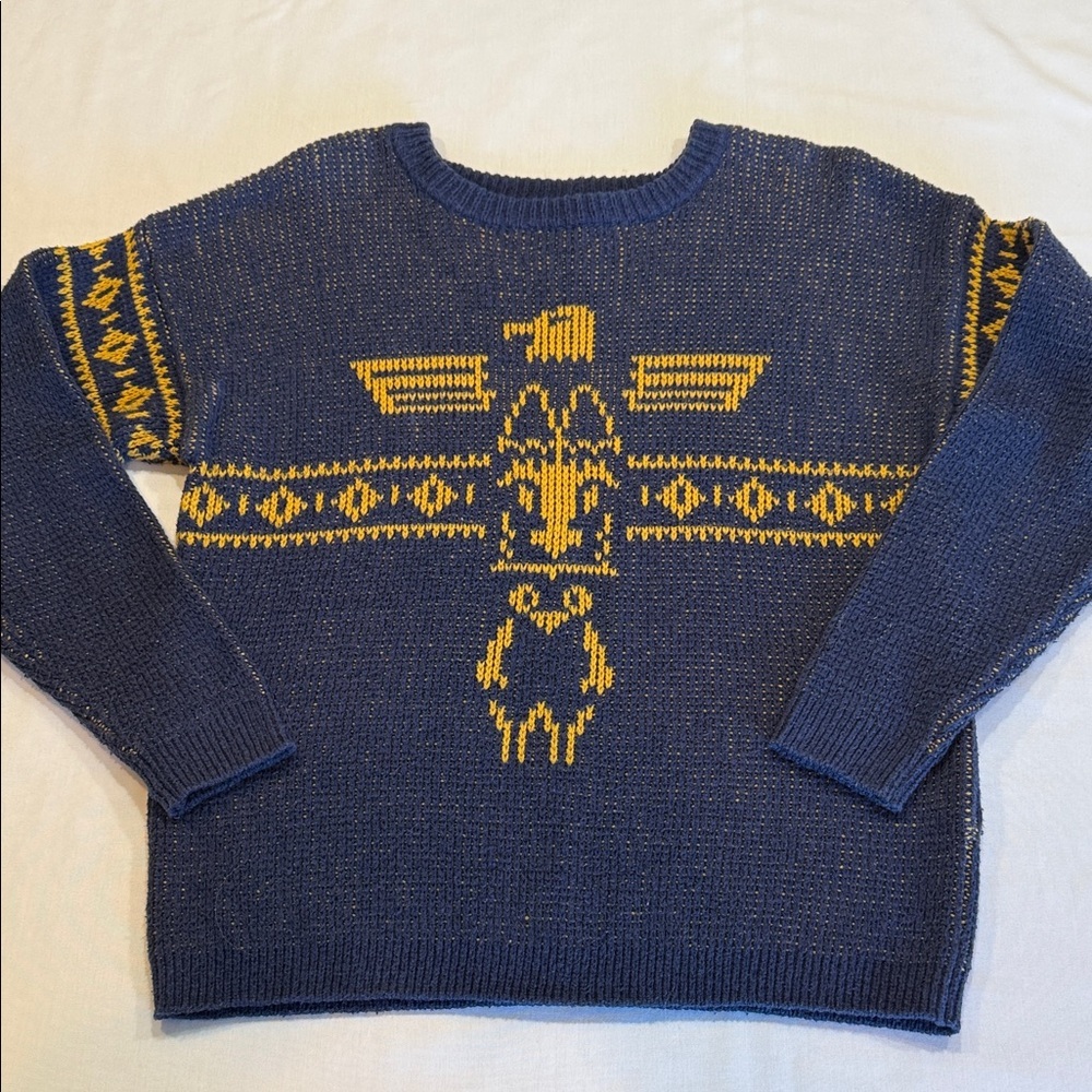 Levi's Graphic Thunderbird Totem Knit Crewneck Sweater Eagle Tribal Southwestern - Picture 2 of 9